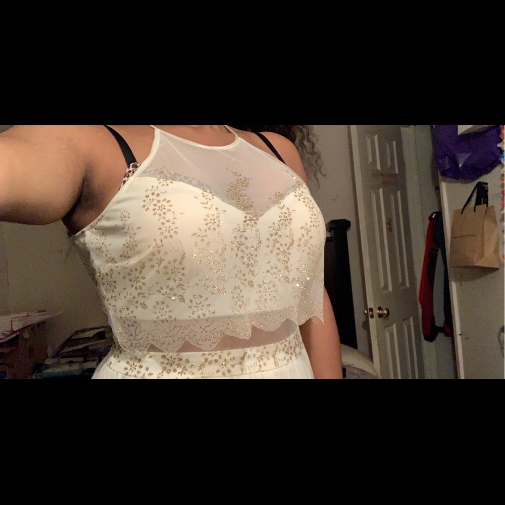 White and Gold Formal Dress
